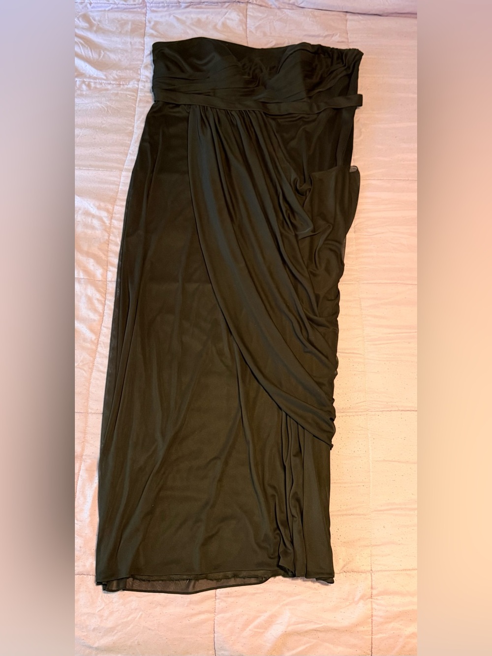 David's Bridal Black Strapless Draped Formal Dress